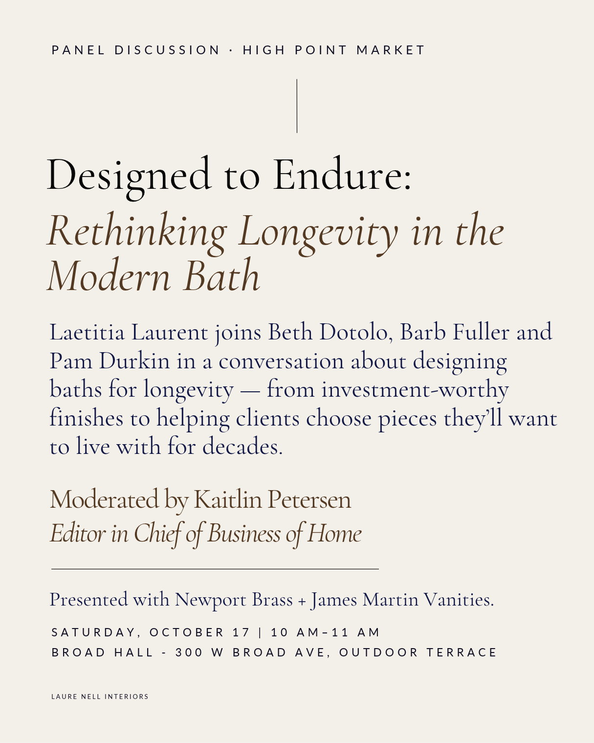 Designed to Endure panel discussion at High Point Market: event information and panelists